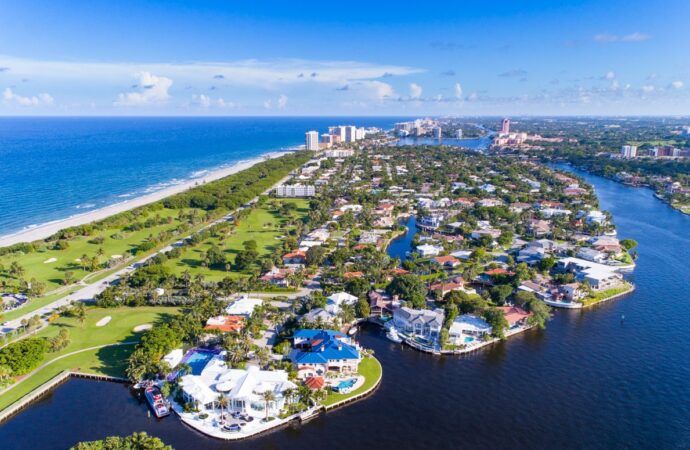 Boca Raton Florida Aerial from Park Lake and Inlet